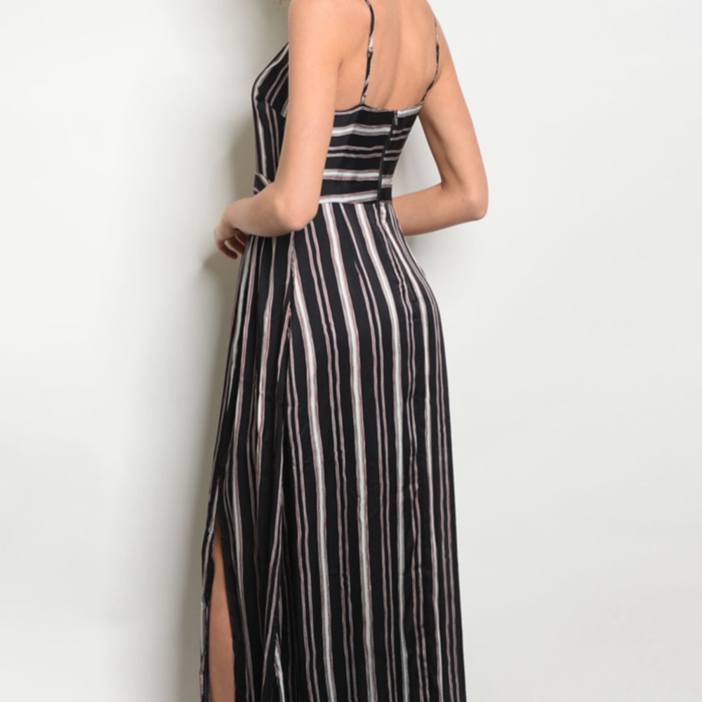Dark Navy wine strip maxi - dress - Picture 3 of 3